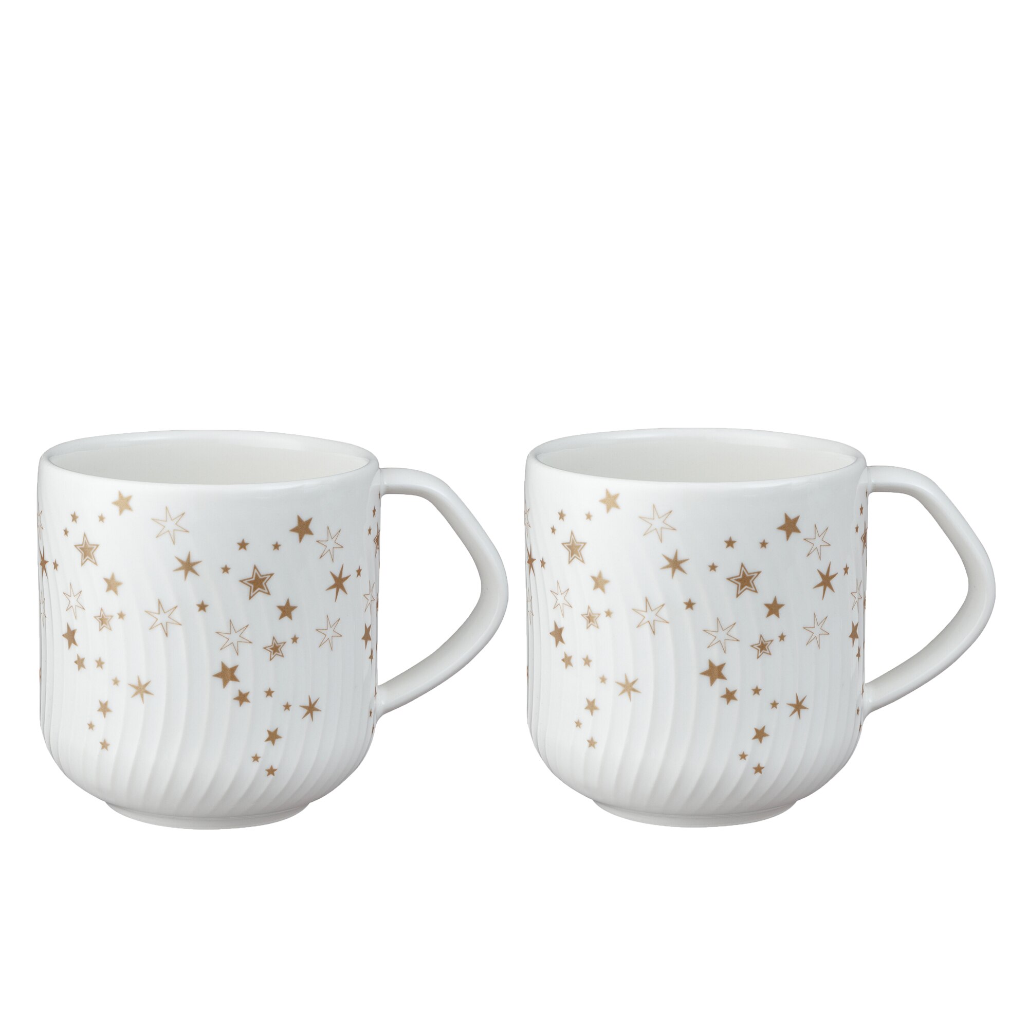 Product photograph of Porcelain Arc White Stars Set Of 2 Large Mugs from Denby Retail Ltd